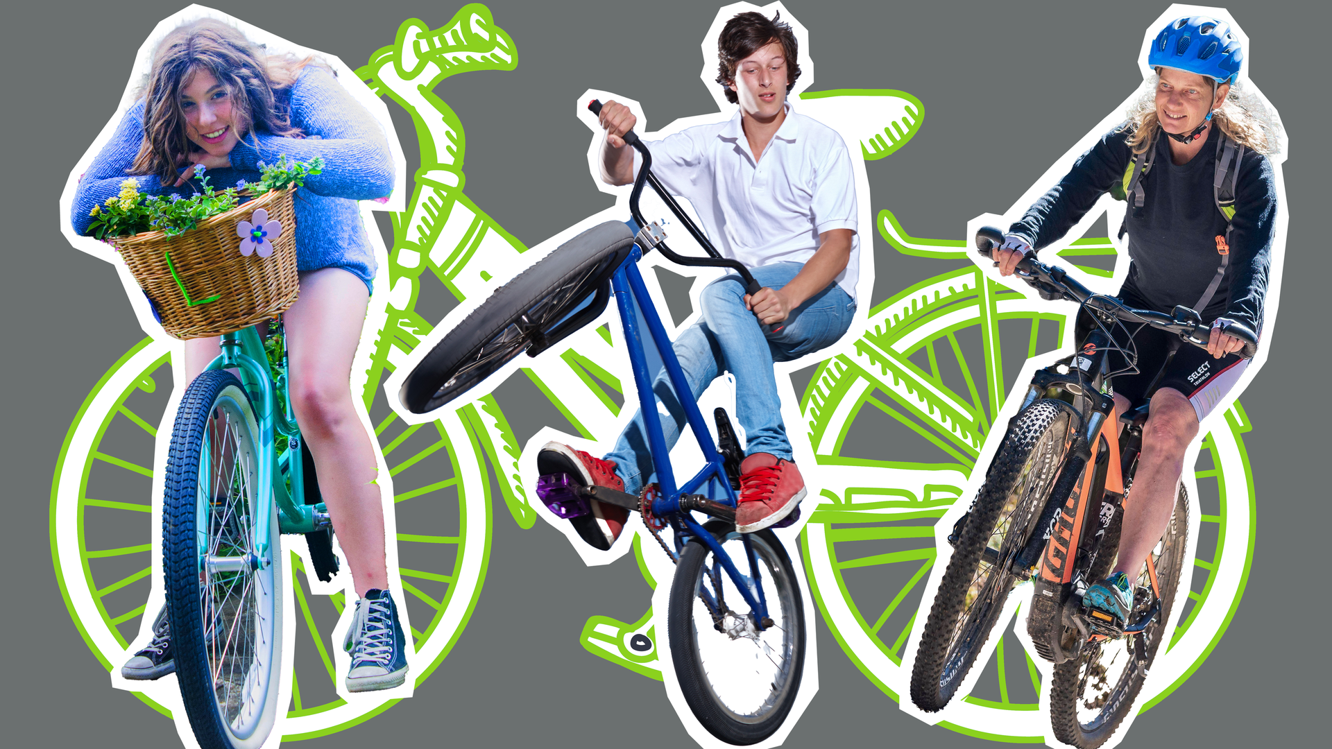 Drei Fahradfahrende Jugendliche