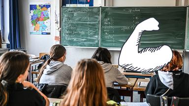 Fit für die Zukunft? Muskel, Schulklasse, Tafel