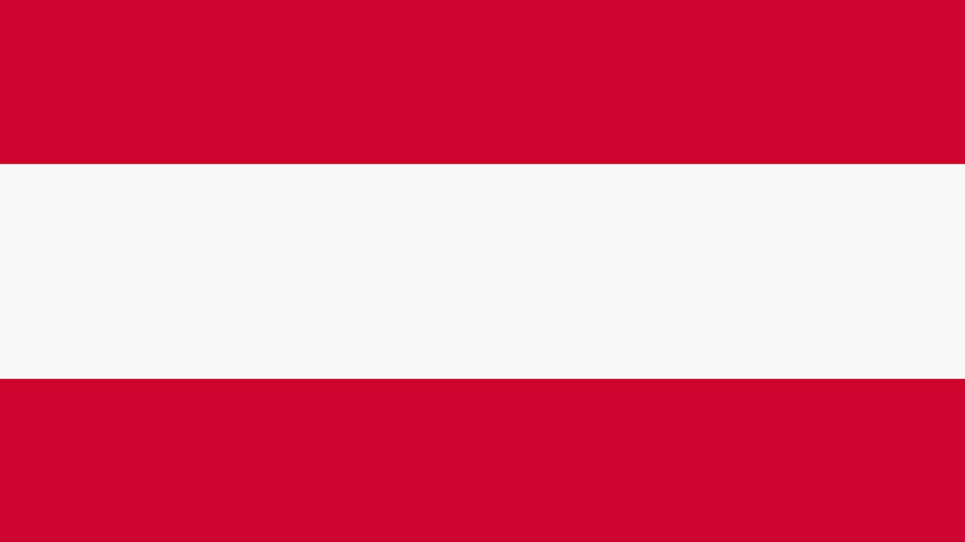 Flagge von Österreich mit drei gleich großen Balken von Oben nach unten: rot, weiß, rot