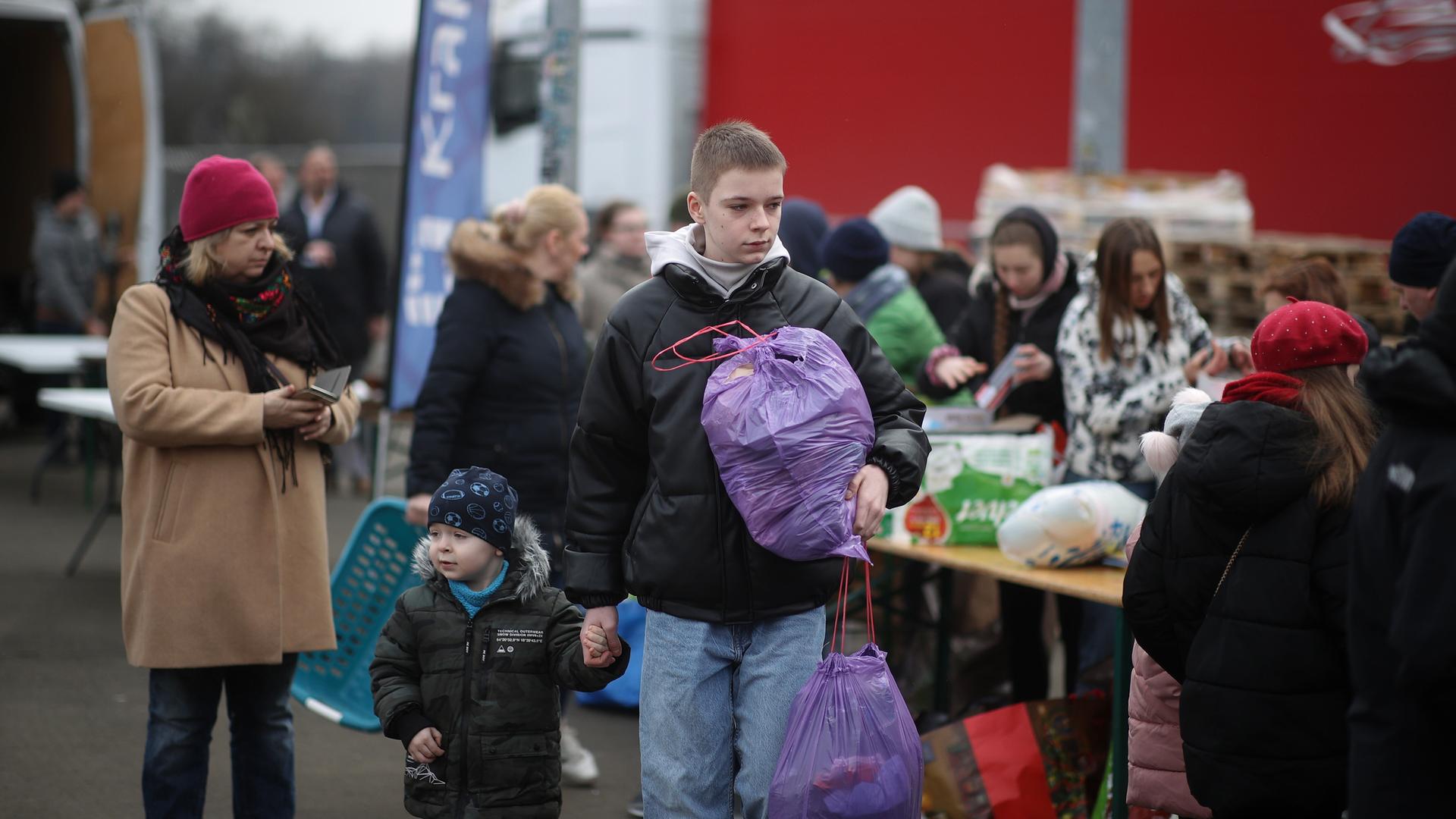 Kriegsflüchtlinge an der polnischen Grenze