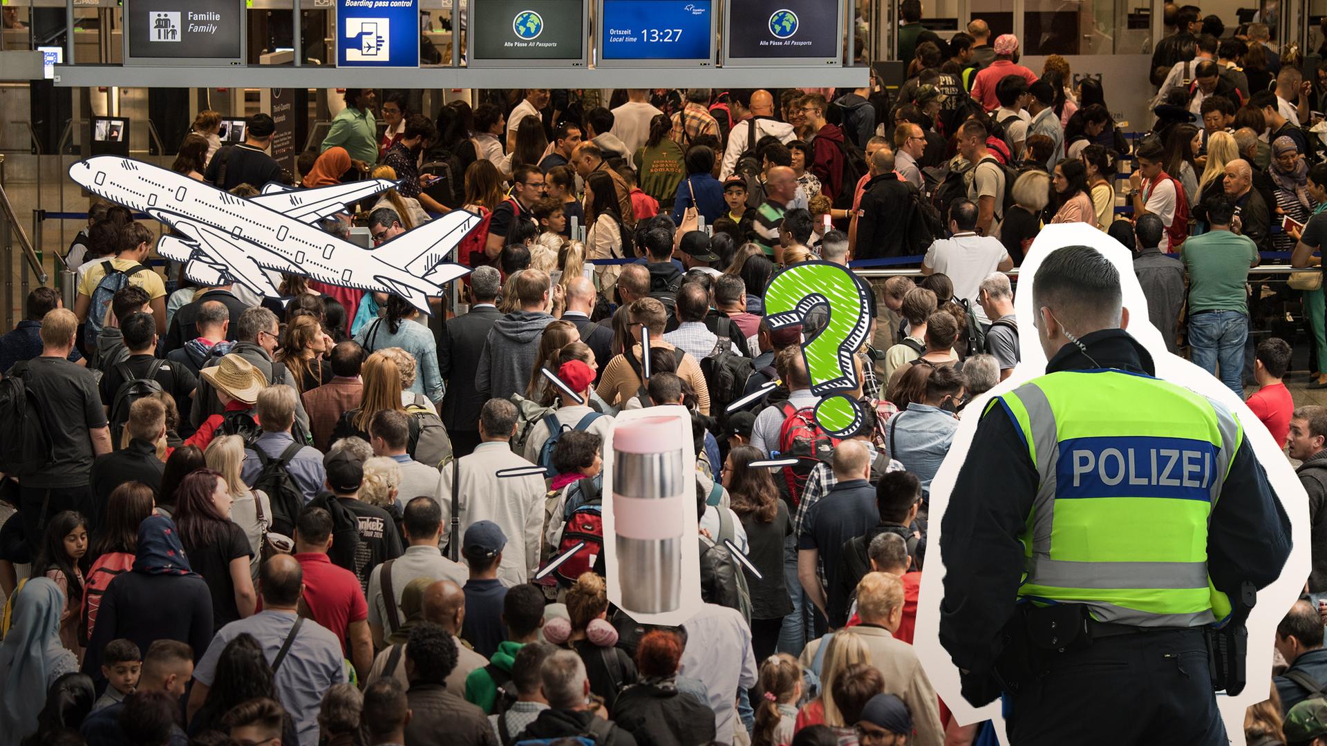 Warum ein Mann am Flughafen lieber geschwiegen hätte und was sein Becher damit zu tun hat.