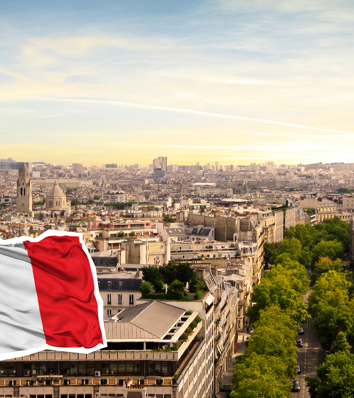 Paris Stadtansicht mit französischer Flagge