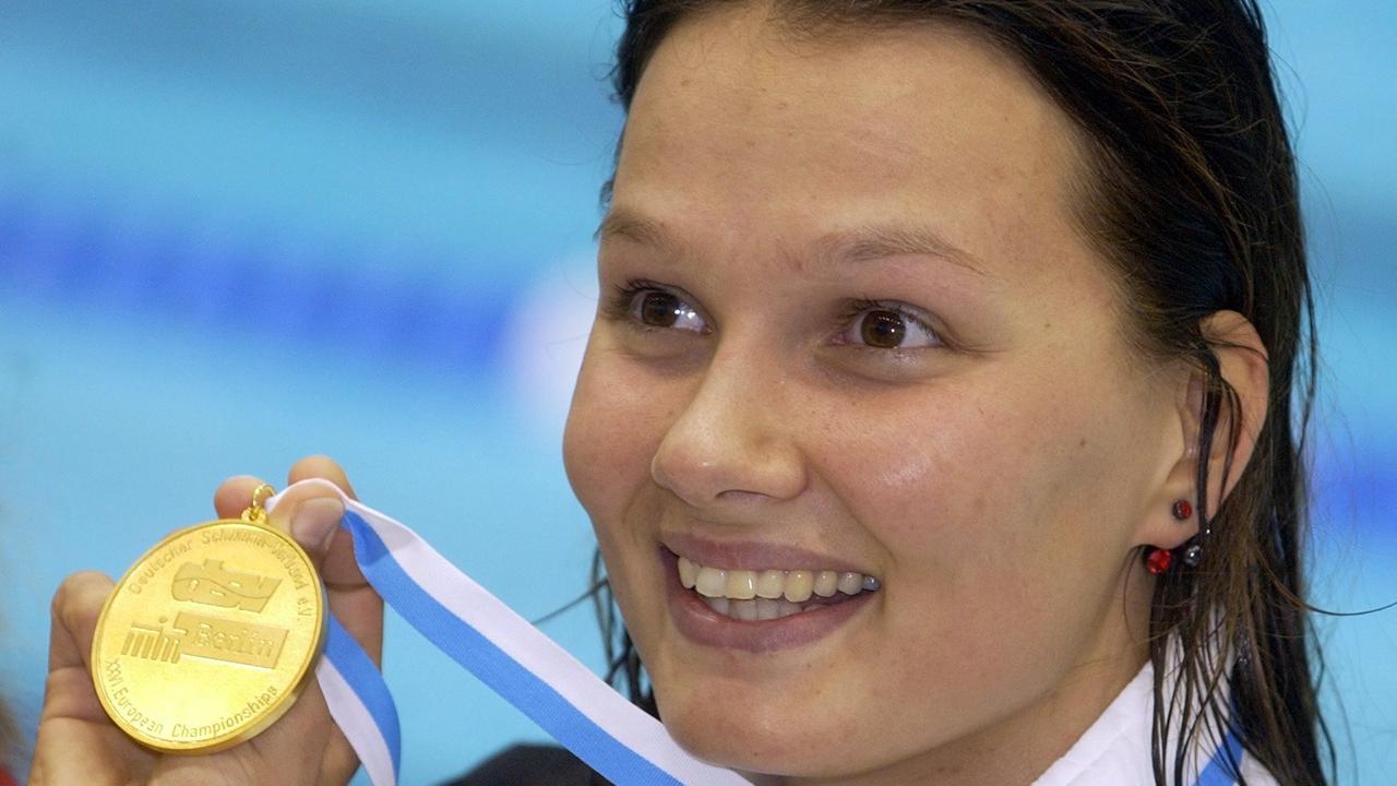 Franziska van Almsick - mit Goldmedaille