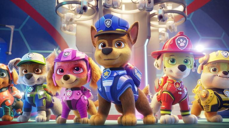 Die sechs Paw-Patrol Hunde in Uniform