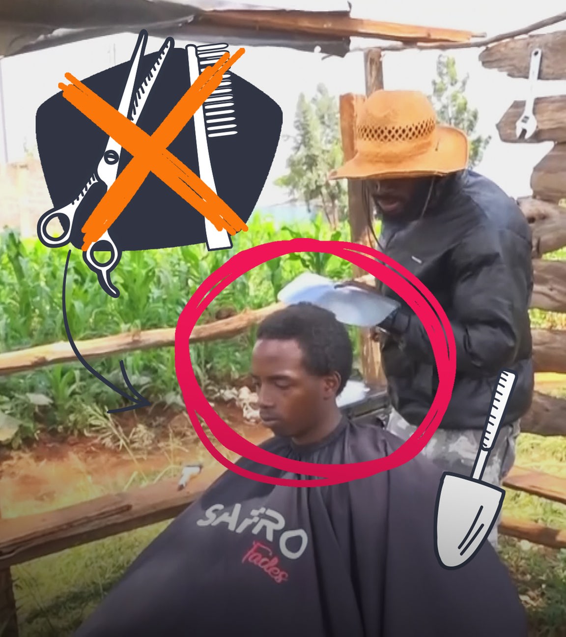 Friseur in Kenia: Crazy Haarschnitt mit Schaufel?!
