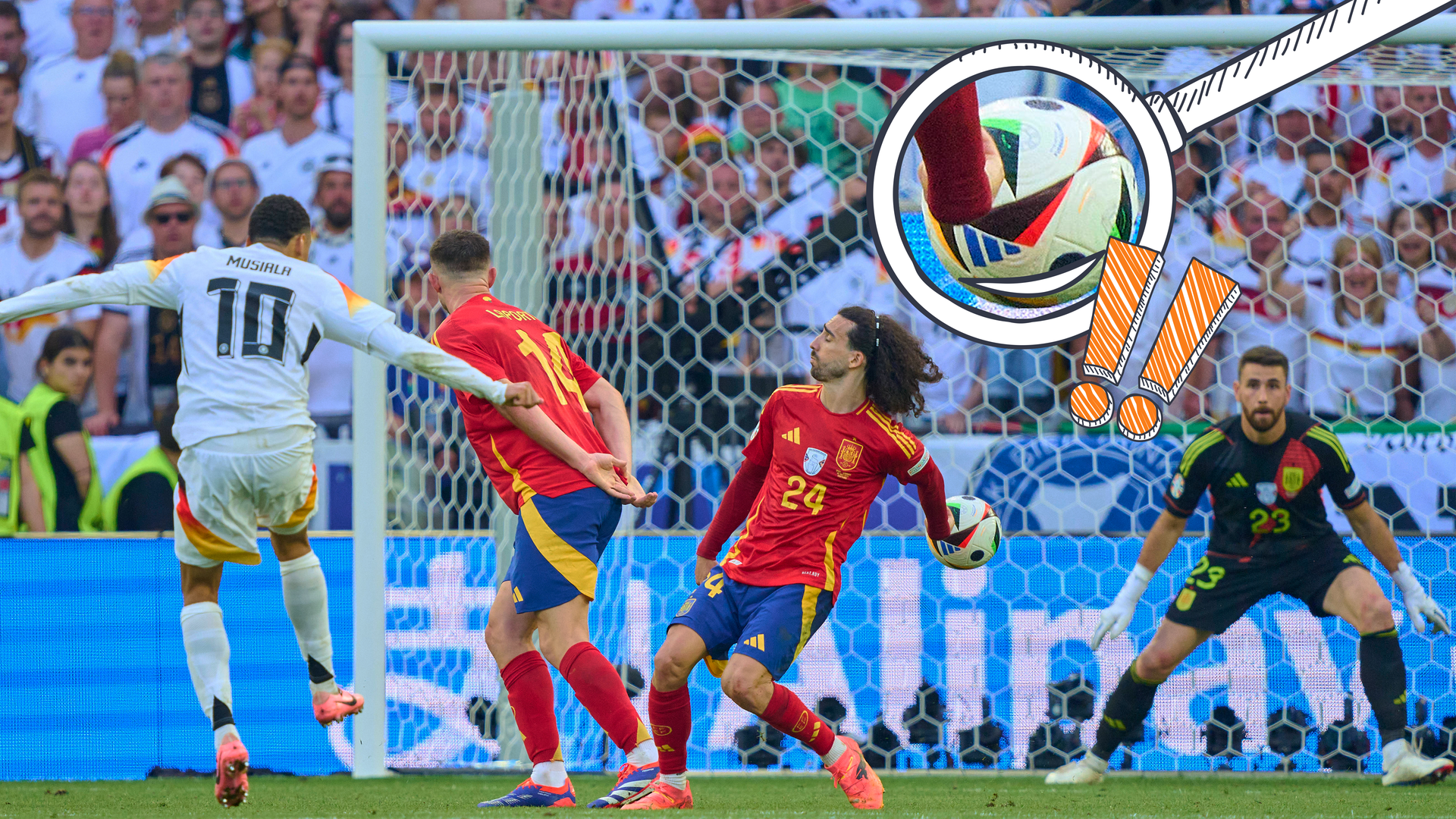 Musialas Torschuss beim Spiel Deutschland gegen Spanien