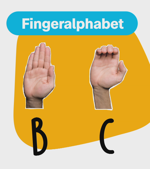 Hände zeigen das Fingeralphabet in Gebärdensprache. 