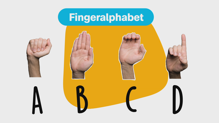 Hände zeigen das Fingeralphabet in Gebärdensprache. 