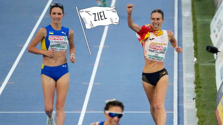 Ein Sportler, der geht. 