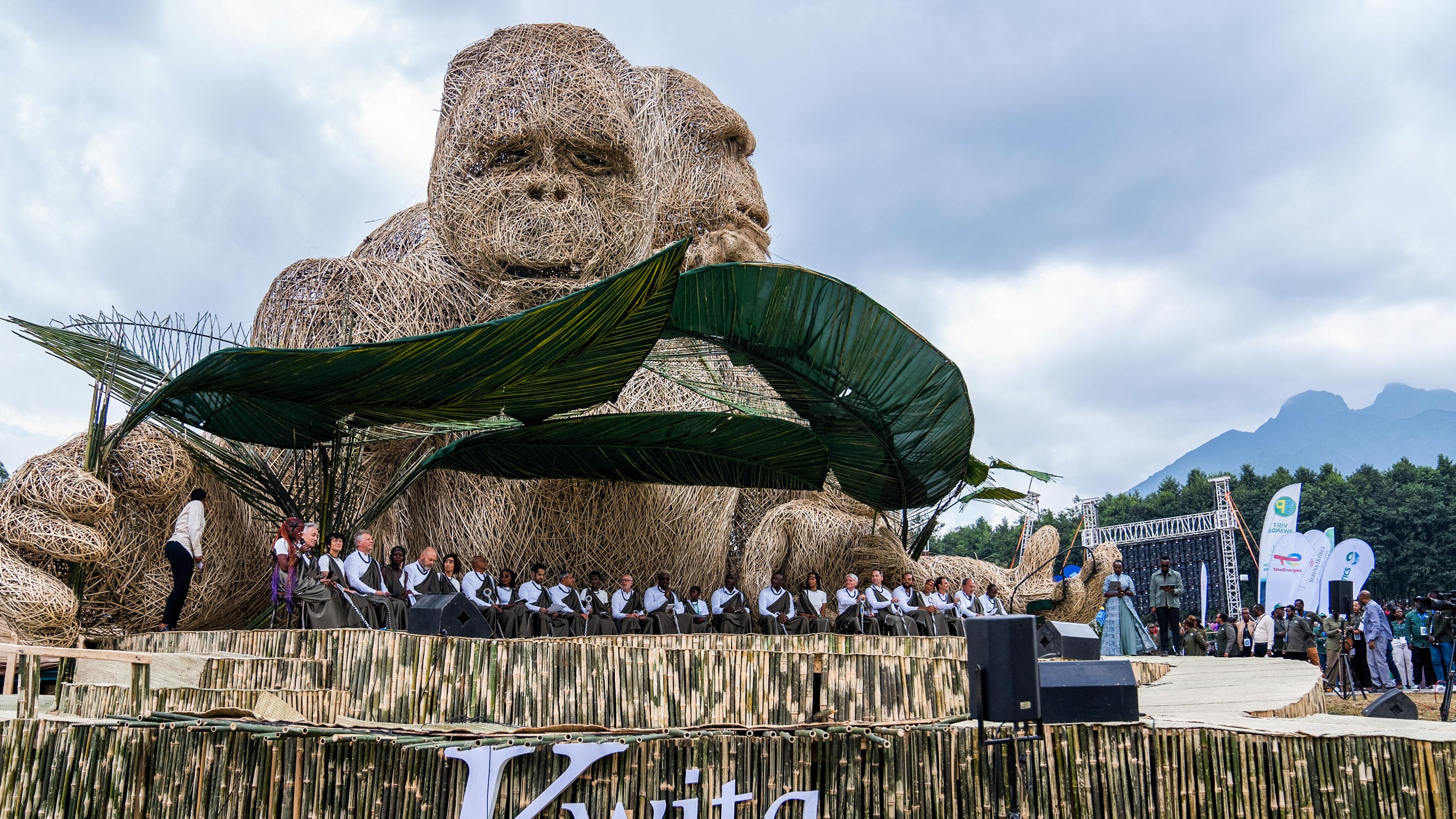 UNESCO's Director-General Audrey Azoulay attends the 19th Kwita Izina ceremony outside the Volcanoes
