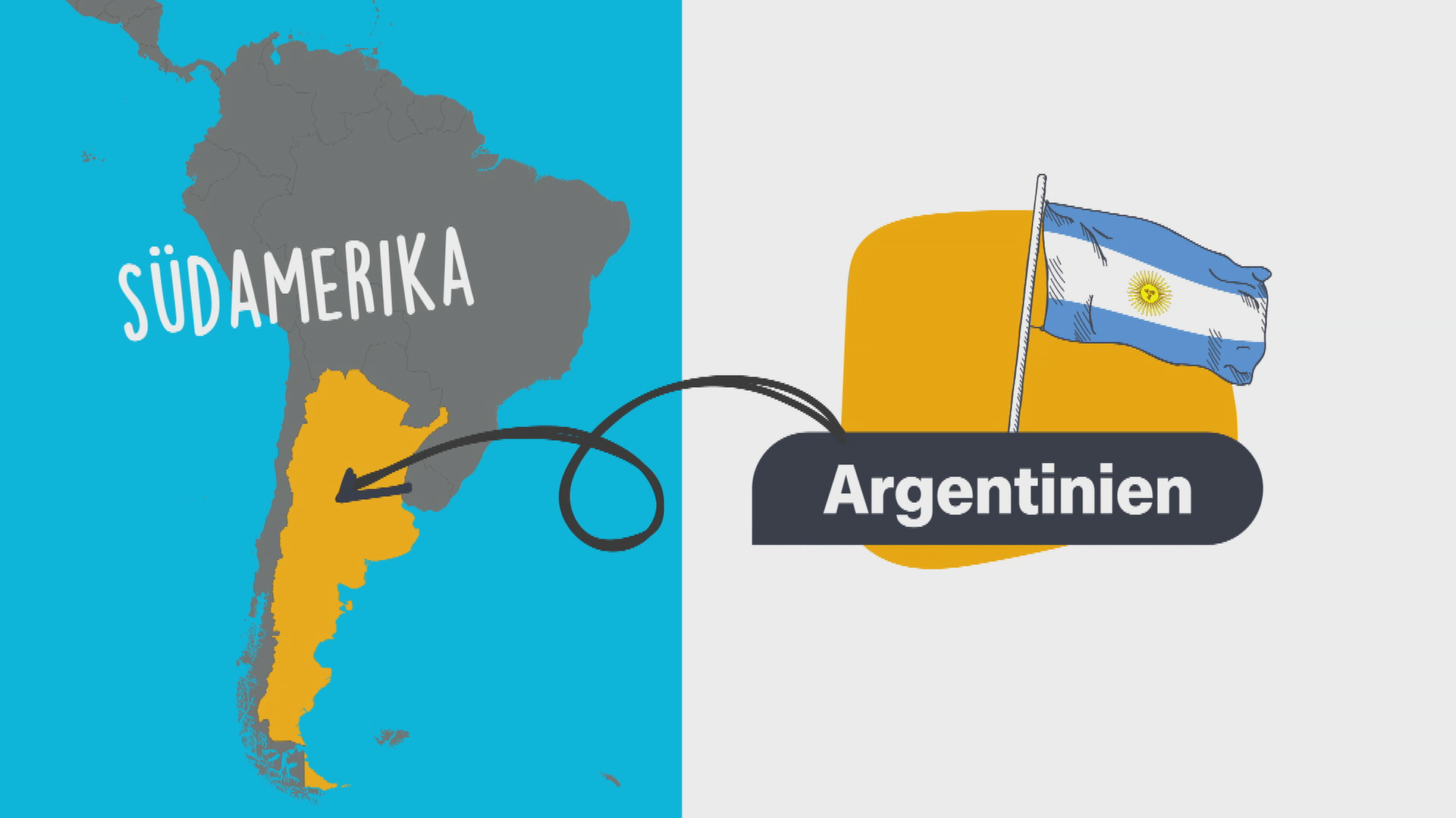 Flagge von Argentinien neben Südamerikas Umrissen