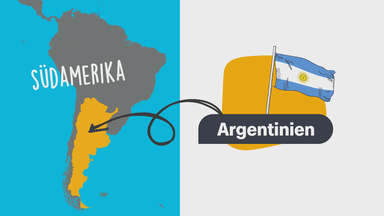 Flagge von Argentinien neben Südamerikas Umrissen