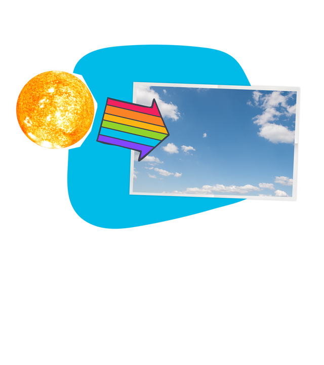 Blauer Himmel; Sonne; Regenbogenpfeil