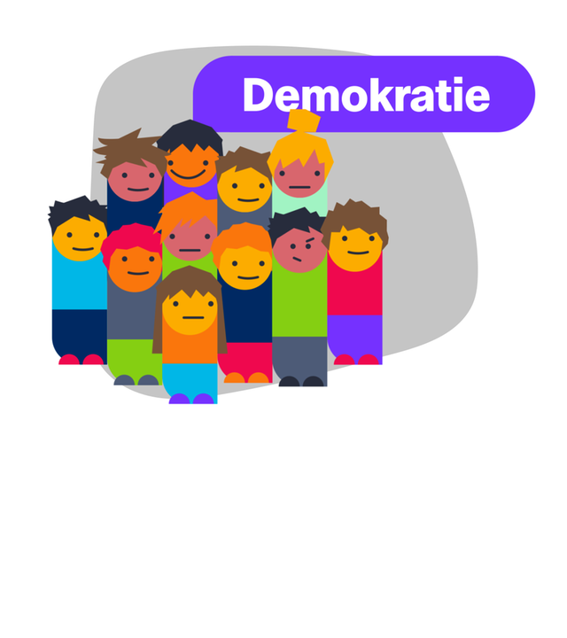 Viele Menschen mit angedeutetem Wahlzettel