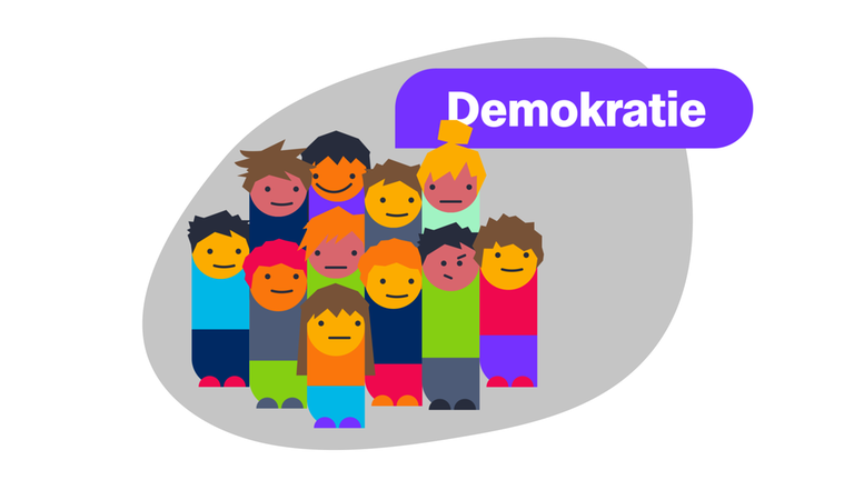 Viele Menschen mit angedeutetem Wahlzettel