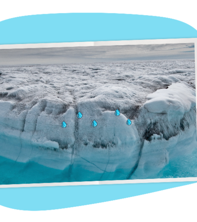 Gletscher mit Sonne und Temperatur