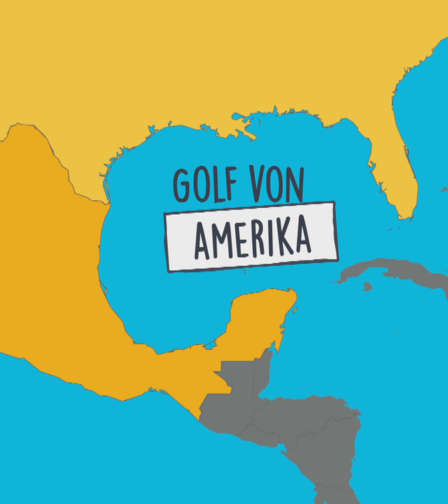 Donald Trump, daneben Meer "Golf von Amerika"