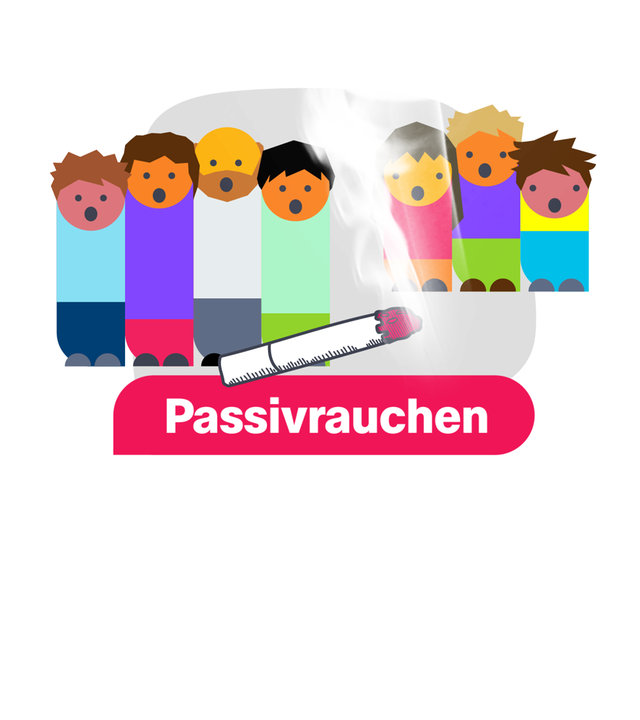 Passivrauchen; Zigarette; Zigarettenrauch; viele erstaunte Männchen