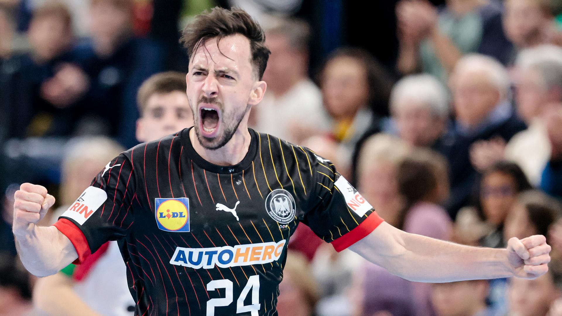 Deutschlands Patrick Groetzki jubelt nach einem Tor.