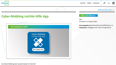Cyber-Mobbing Leichte Hilfe App von klicksafe