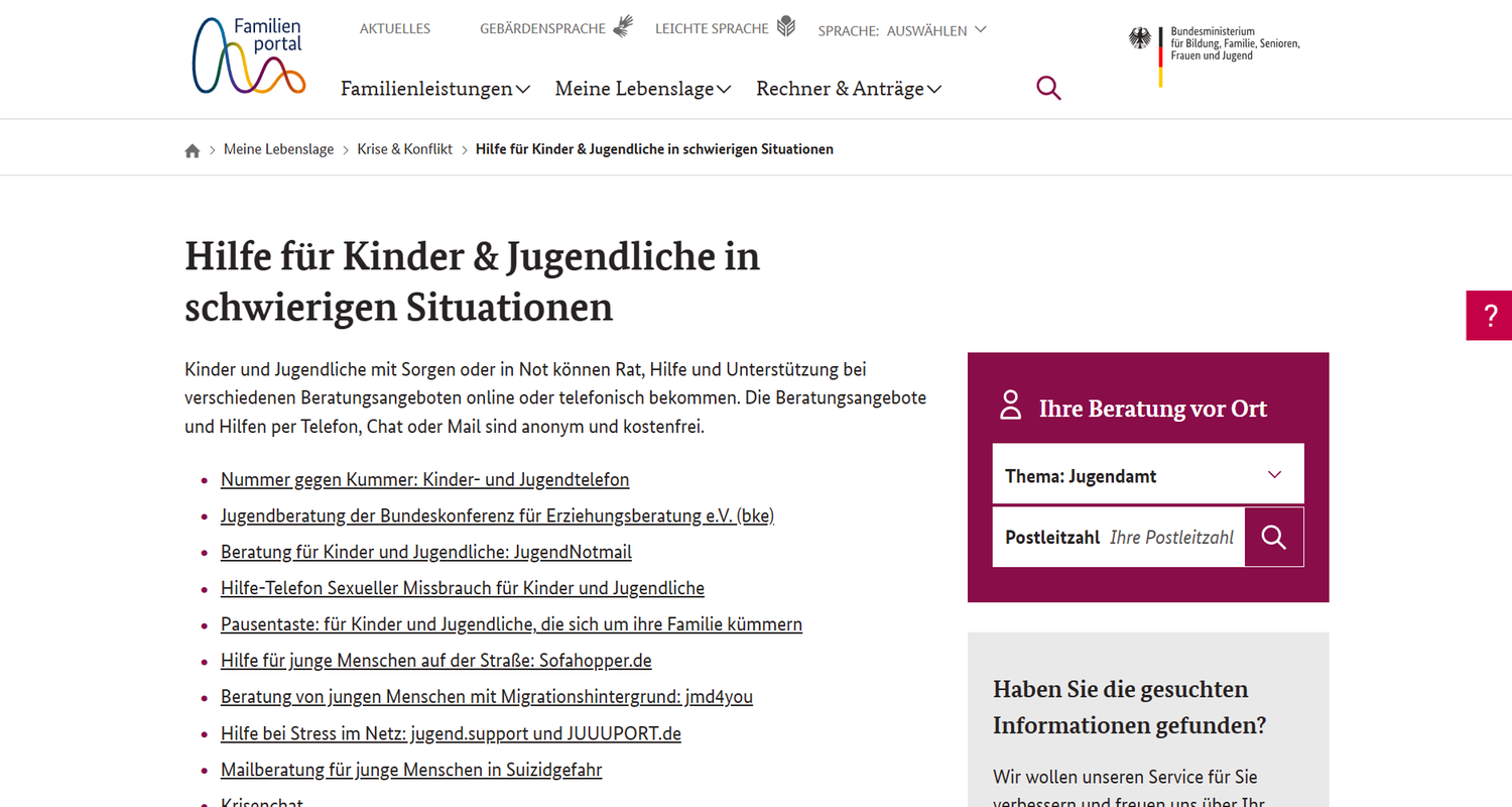 Familienportal des Familienmisteriums