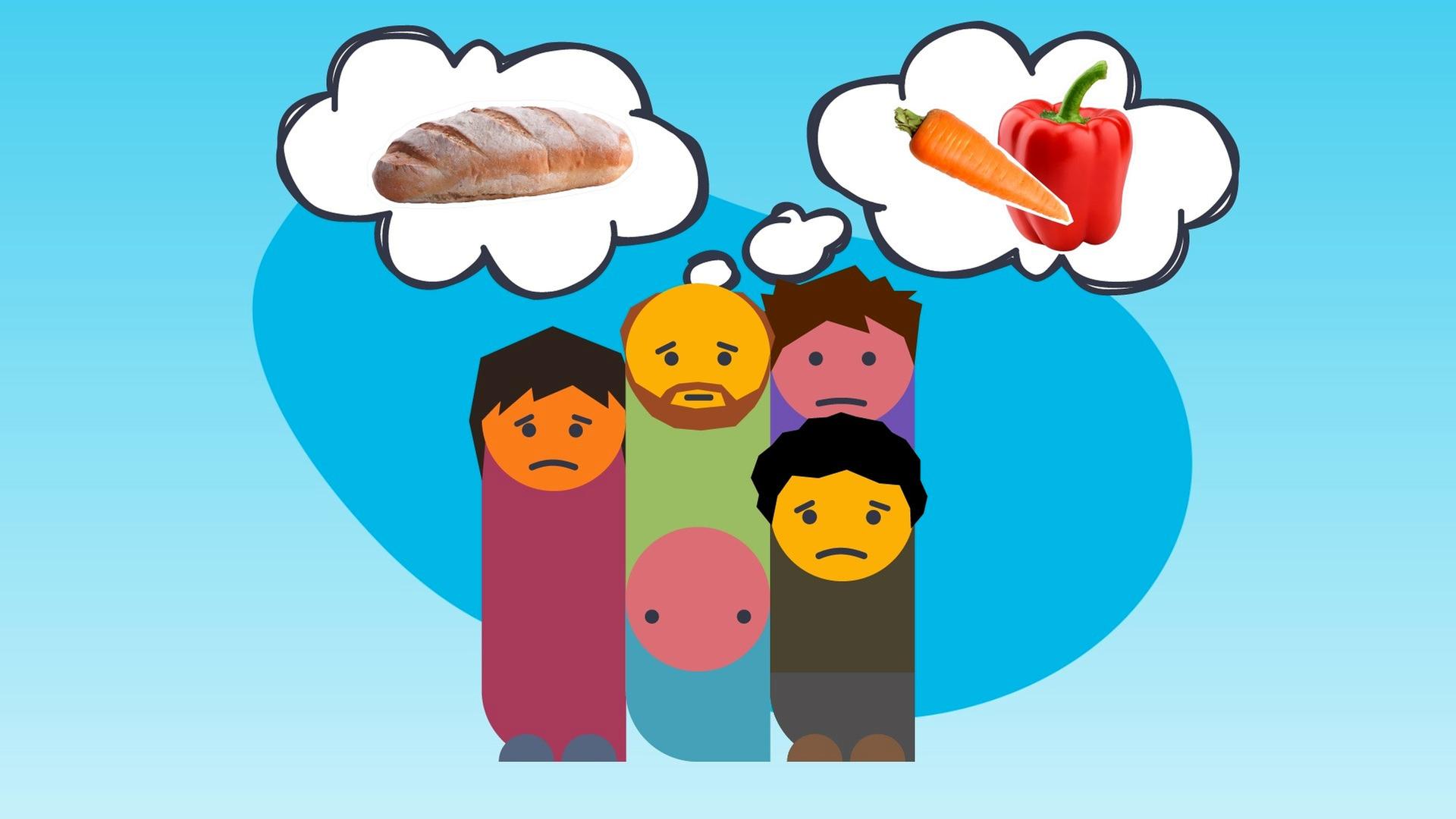 Traurige Menschen, die hungern