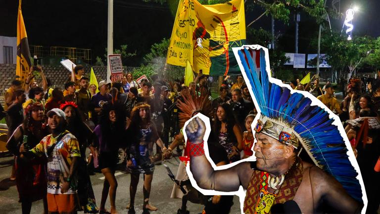 Indigene protestieren bei der Cop30