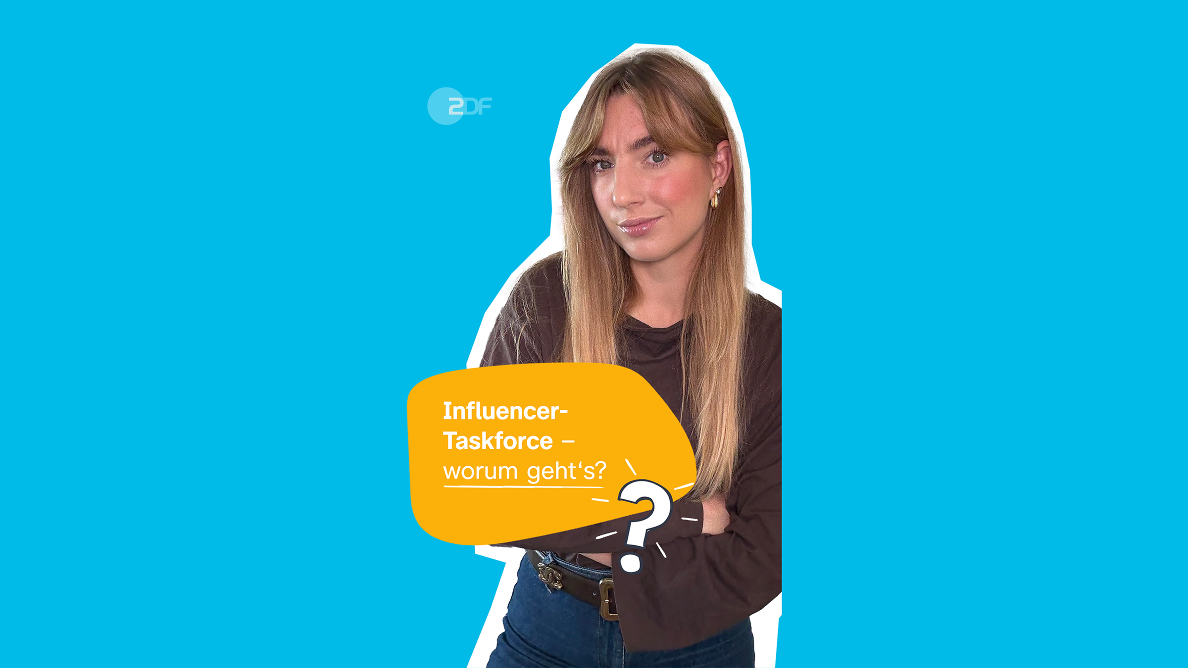 Die Aufschrift Influencer-Taskforce - worum geht's? und Johanna. 