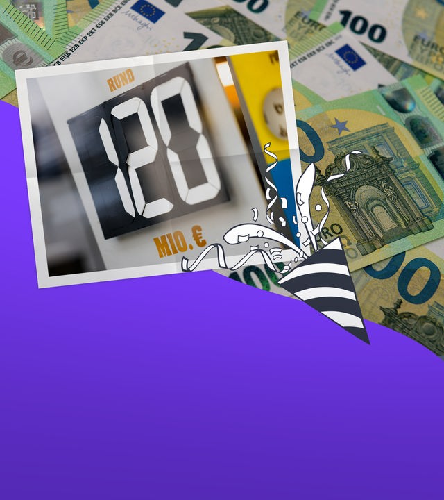 100 Euro Scheine und der 120 Millionen EUro Gewinn