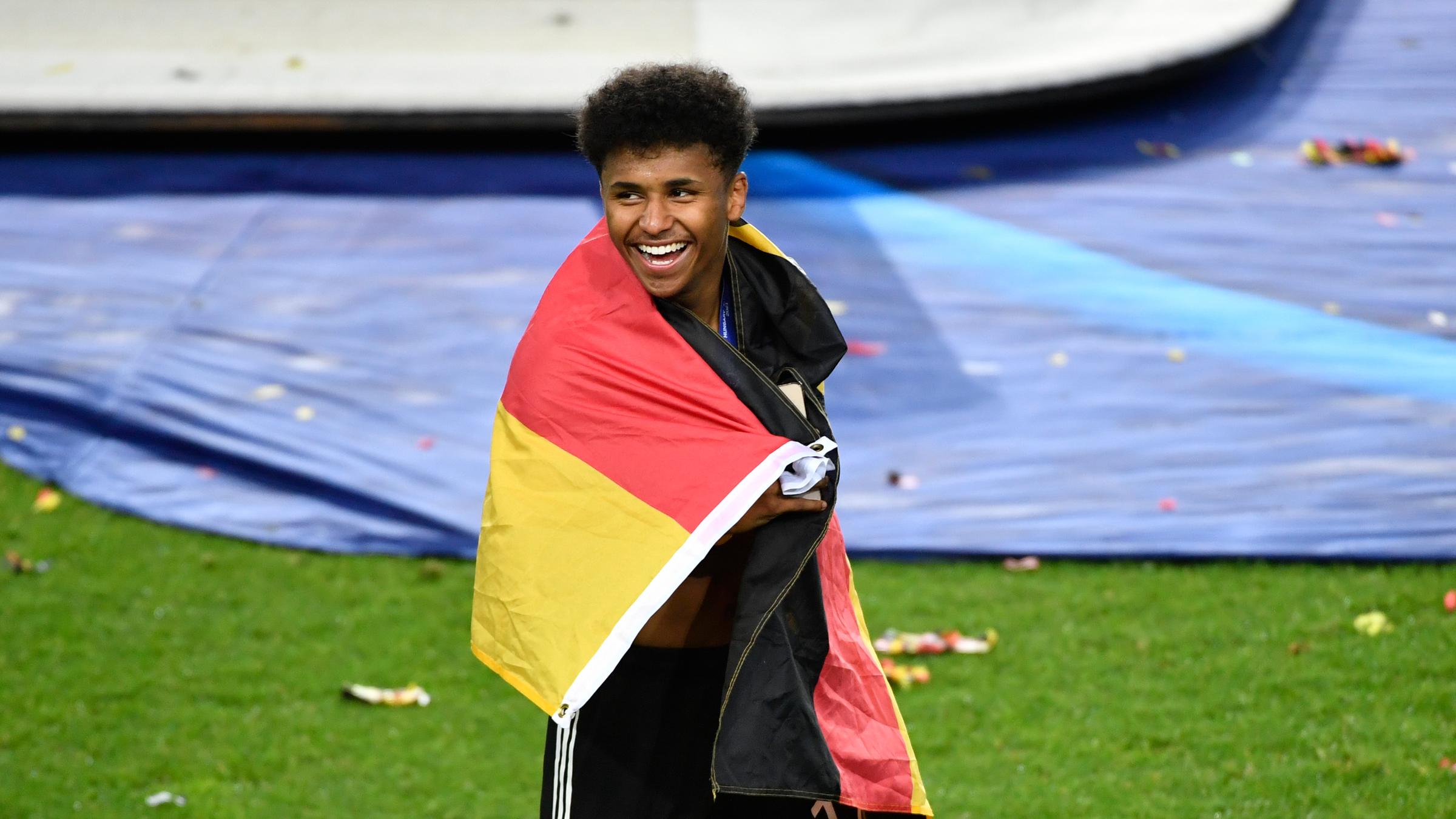 Karim-David Adeyemi während des Spiels U-21 Männer: EM, Portugal - Deutschland.