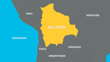Eine Landkarte von Bolivien.