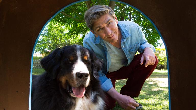 Berner Sennenhund Keks und Herrechen Fritz Fuchs. 