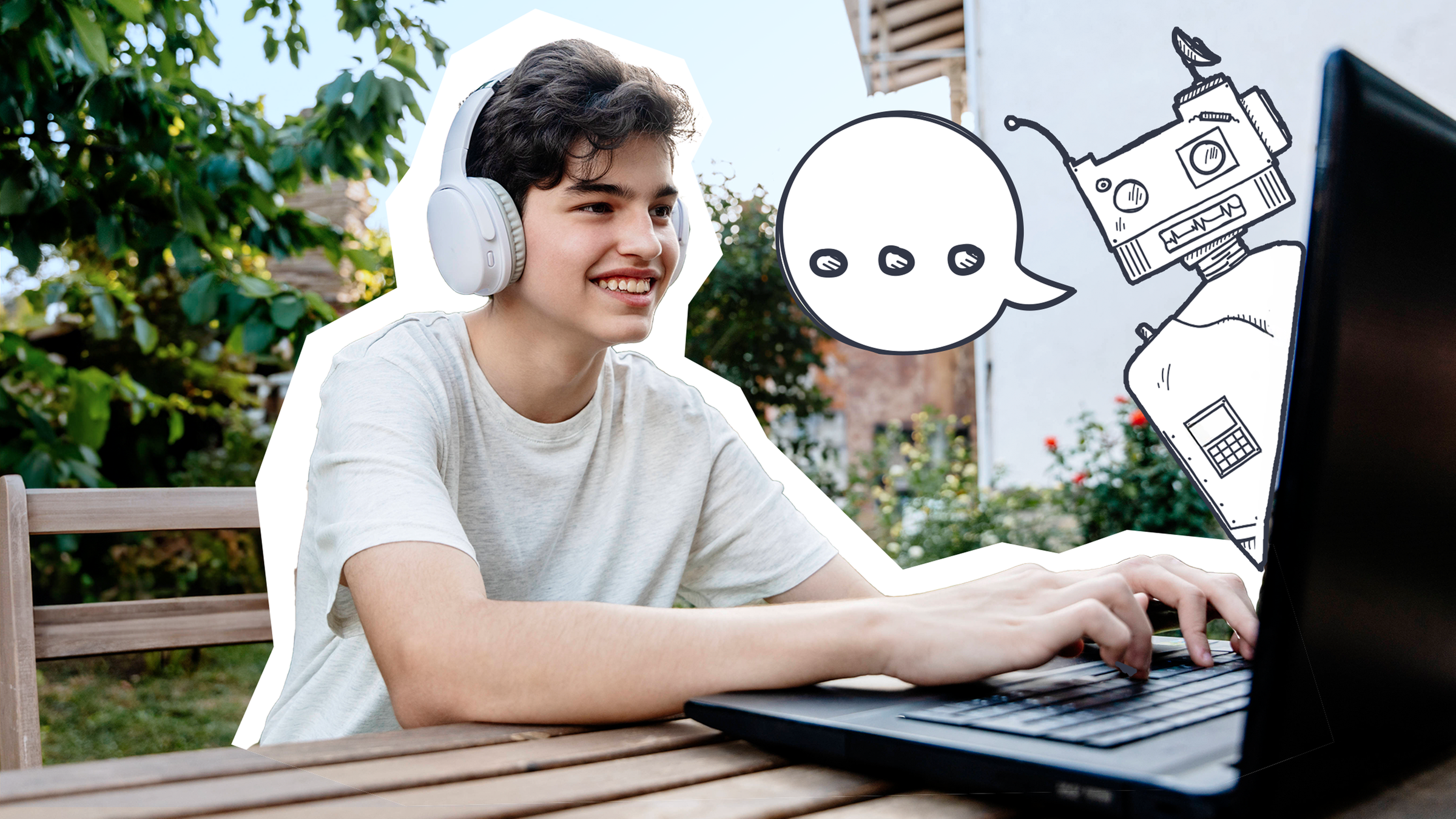 Junge der mit KI chattet