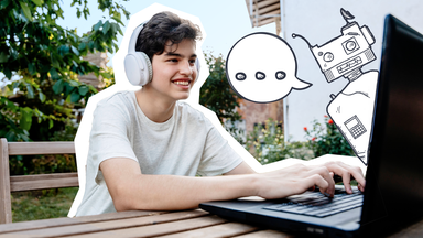 Junge der mit KI chattet