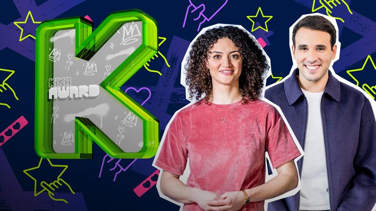 KiKA Award mit Maral und Sherif und farbigem Hintergrund