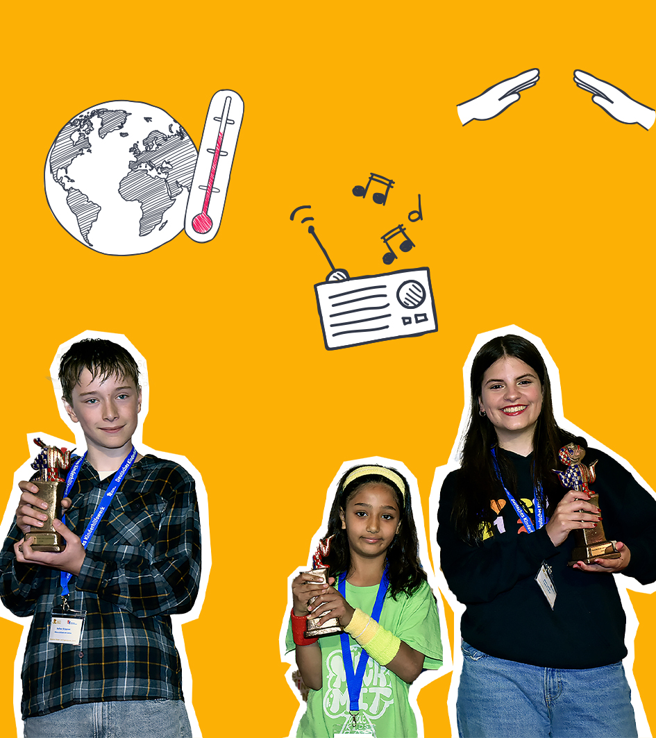  Von links nach rechts: Nathan, 13 Jahre (Projekt Köln "Klima schützen ..."), Bayaan, 10 Jahre (Projekt Berlin "Coole Kids ..."), Marie, 16 Jahre (Projekt Köln "Mentale Gesundheit ...").