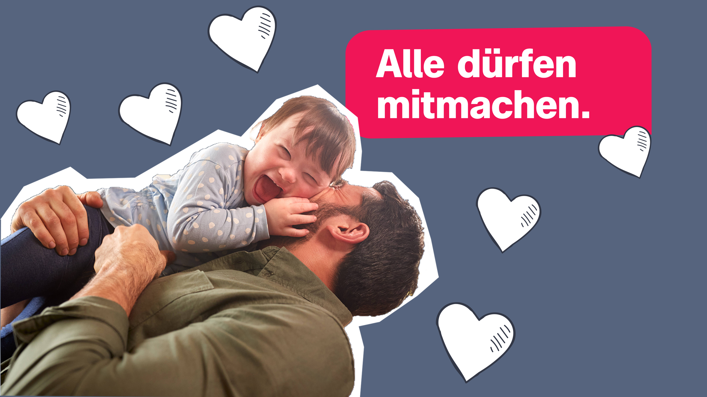 Kind mit Behinderung in Armen von Vater