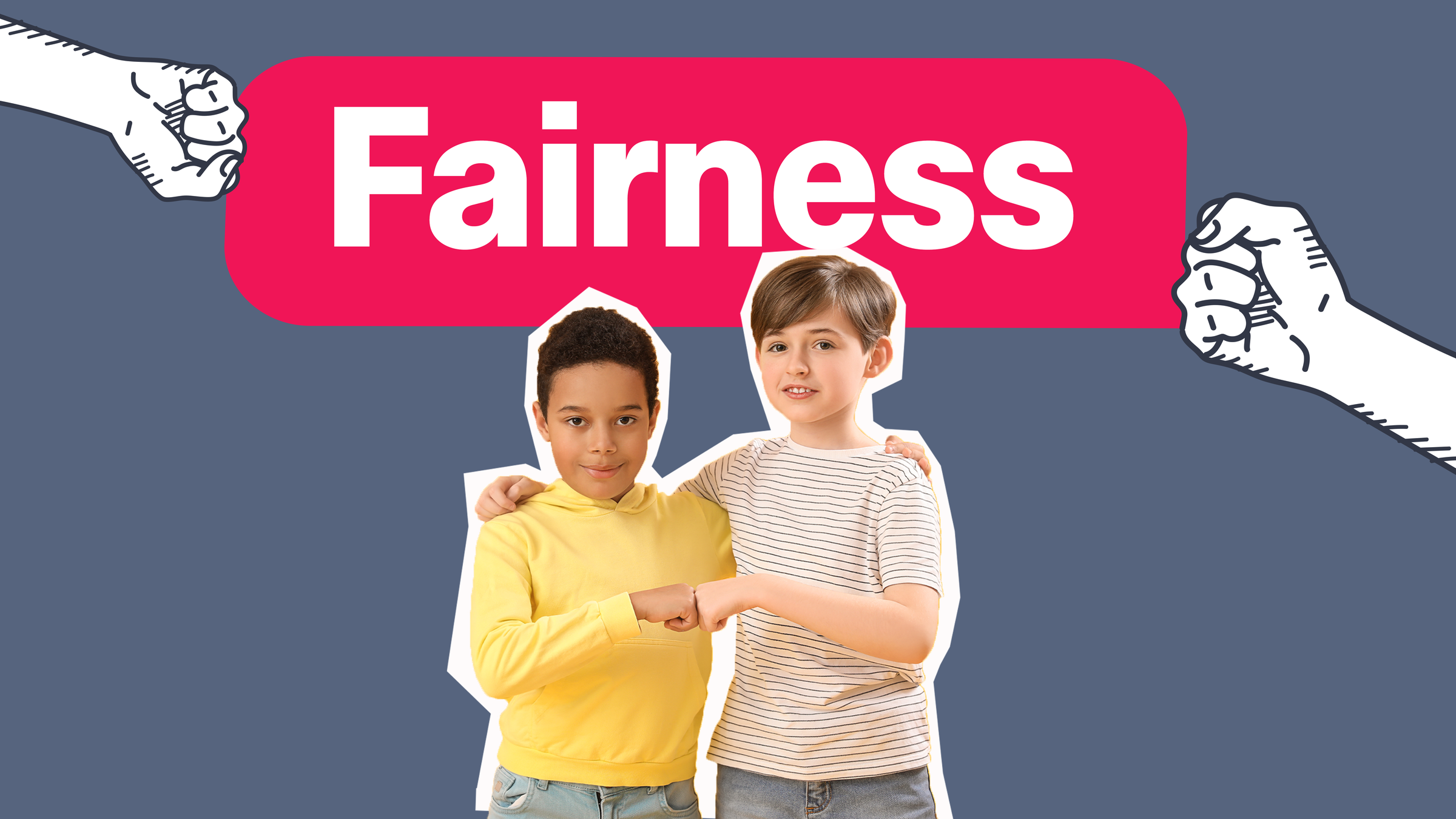 Fairness, zwei Jungs umarmen sich freundschaftlich