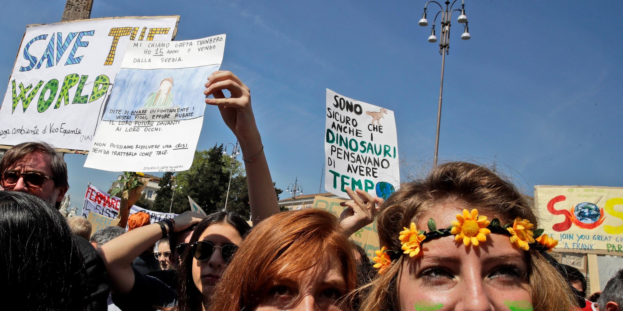 Studenten protestieren in Rom am 19.04.2019