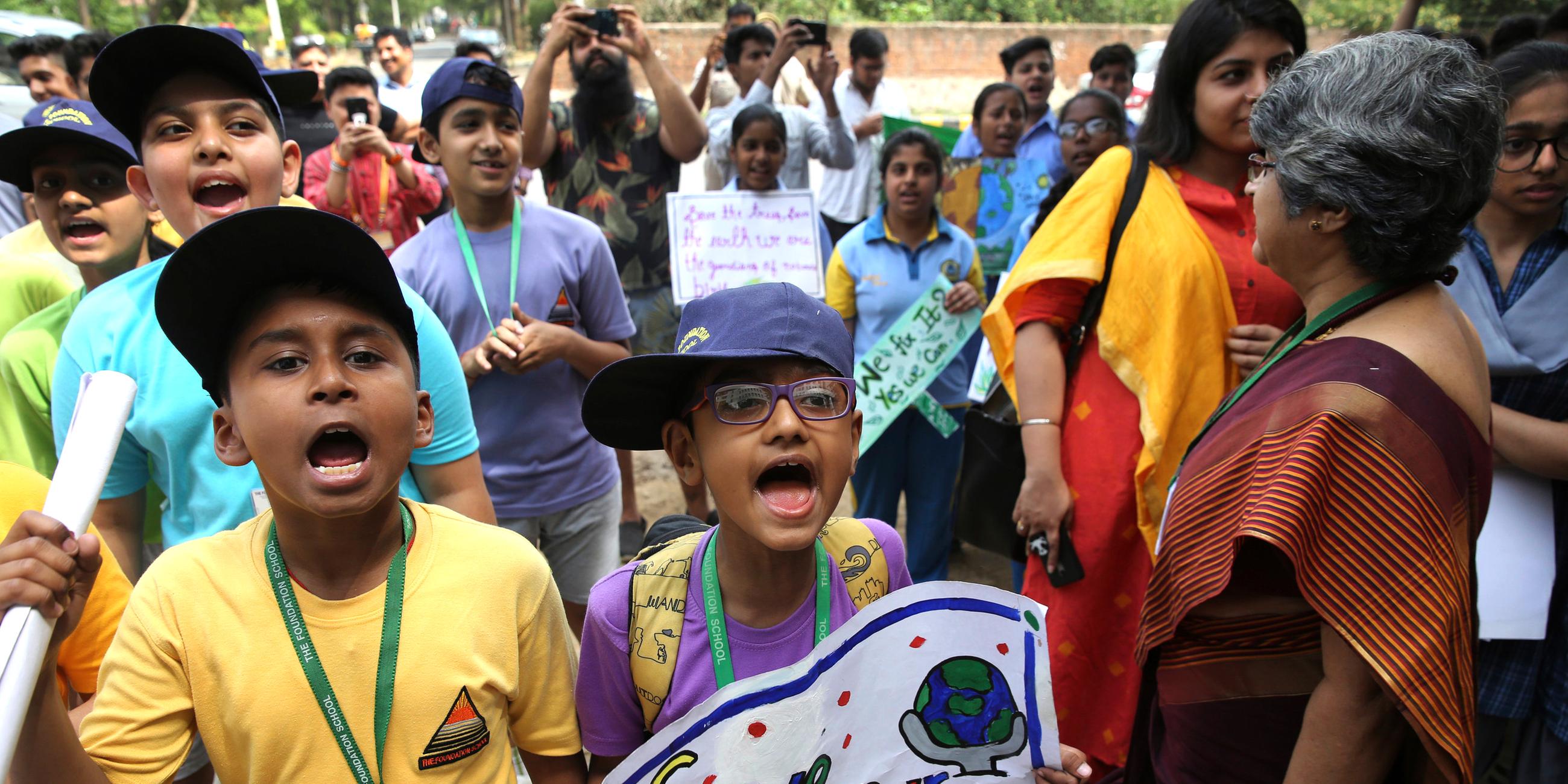 Schüler in Neu-Delhi am 12.04.2019