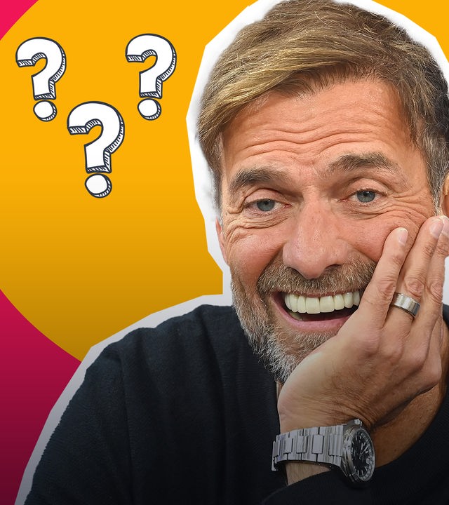 Grafik: Portrait Jürgen Klopp, daneben drei Fragezeichen