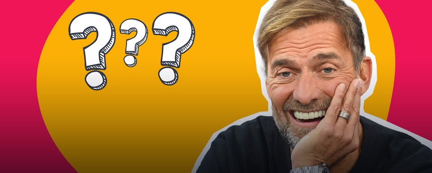 Grafik: Portrait Jürgen Klopp, daneben drei Fragezeichen