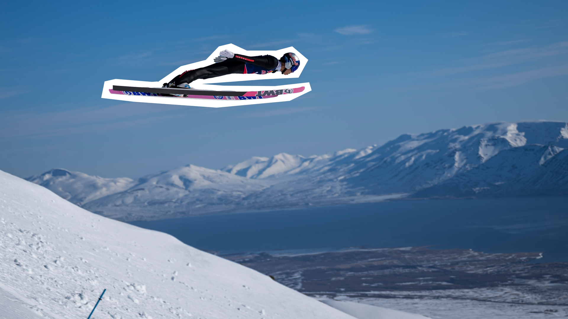 Ryoyu Kobayashi bei seinem Weltrekordversuch auf Island.