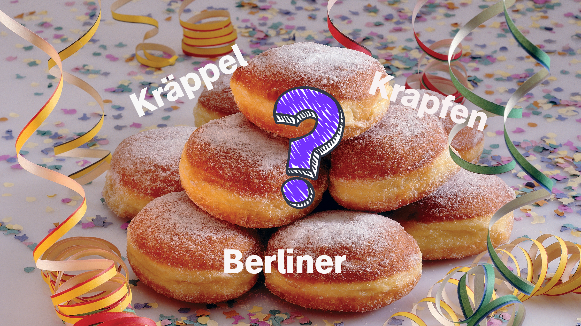 Schmalzgebäck mit Fragezeichen darüber 