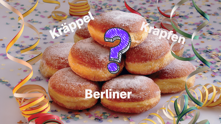 Schmalzgebäck mit Fragezeichen darüber 