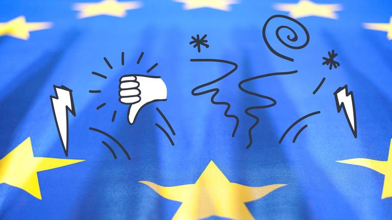 EU-Fahne mit Blitzen drauf