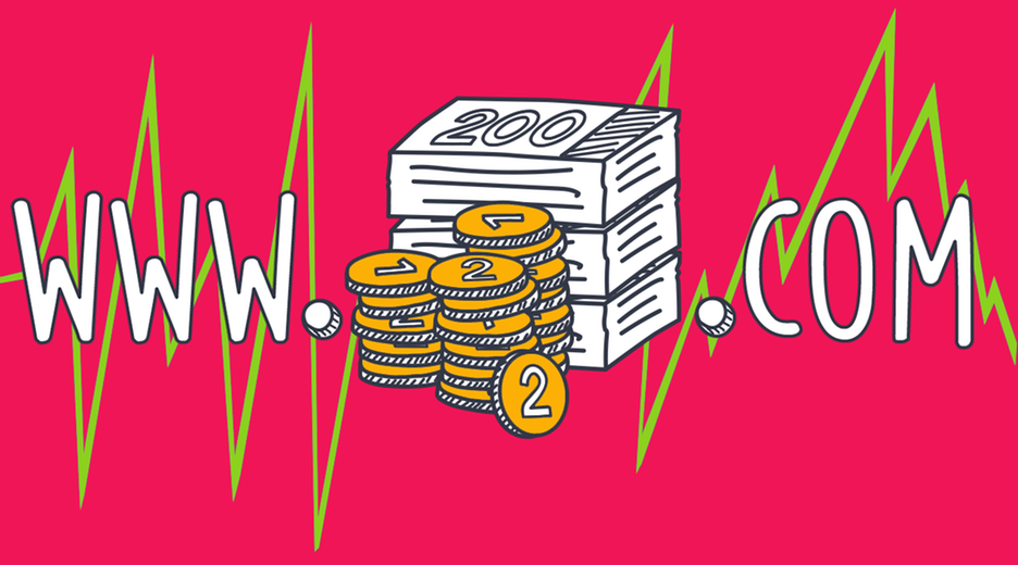 Internetadresse mit Geld und Aktienkurs