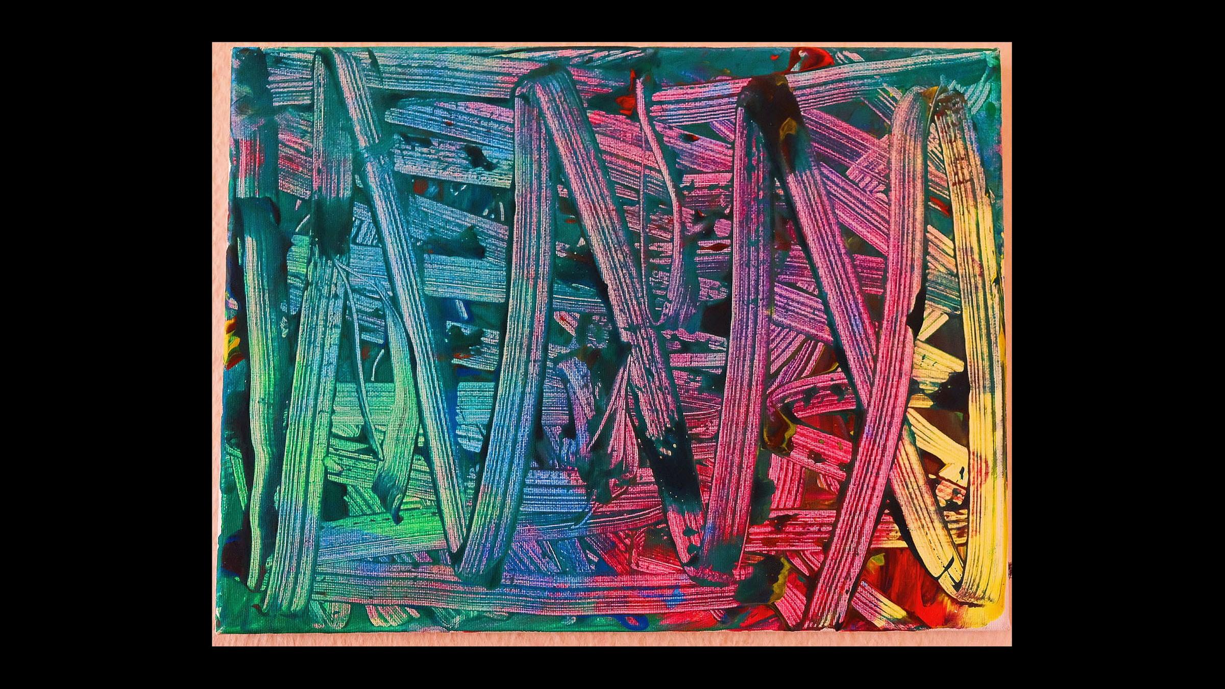 Ein Bild in Regenbogenfarben, das mit schwarzen Schlieren durchzogen ist