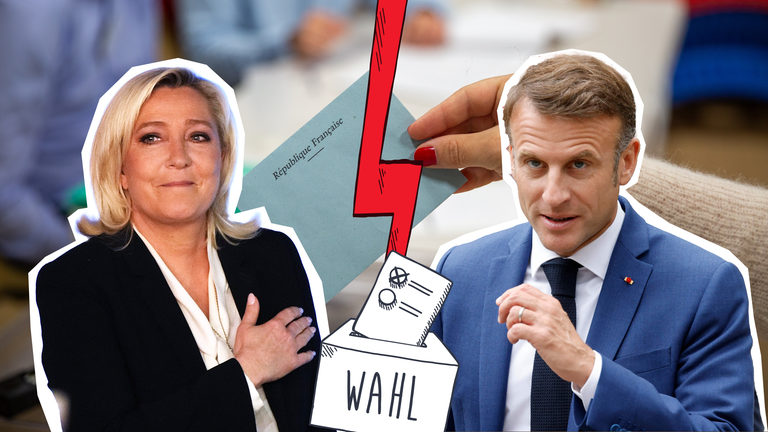 Marine Le Pen und Macron - Wahl in Frankeich