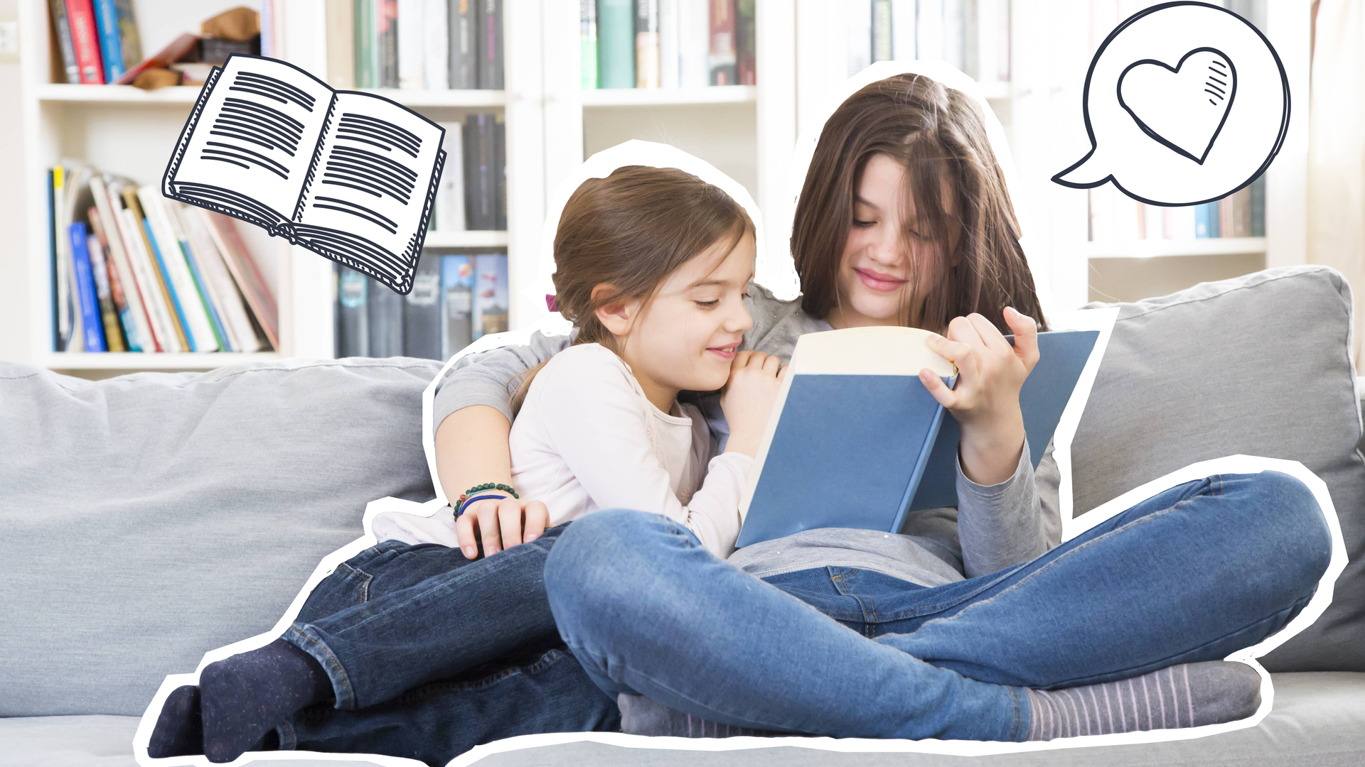 Zwei Schwestern lesen gemeinsam ein Buch